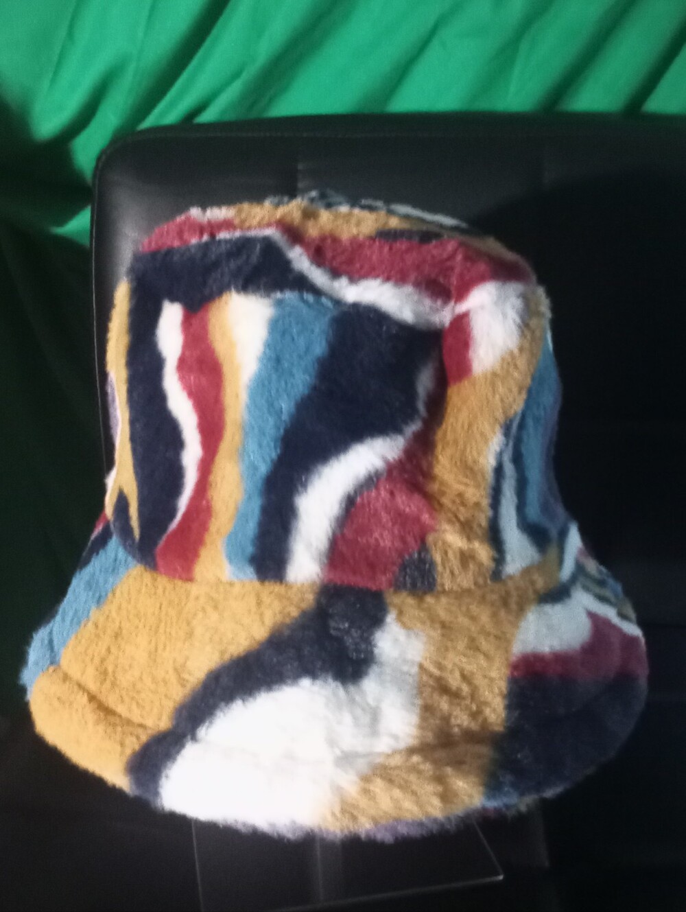 Multicolor Fuzzy Kids Bucket Hat - Cozy Patterned Toddler Accessory